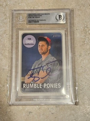 Tim Tebow Autograph Authenticated 2018 Topps Heritage SP Image Variation - Image 1 of 2