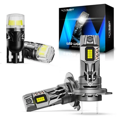 NOVSIGHT H7 LED Headlight Bulbs Kit 90W 20000LM 6500K White No Error Hi-Lo Beam - Image 1 of 4