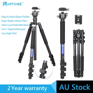 Carbon Fiber Tripod Monopod Lightweight Travel Tripod Flip Lock Tripod BallHead - Picture 1 of 14