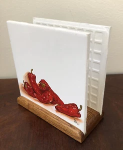 Southwest Painted Tile Red Chili Peppers Napkin  Holder - Picture 1 of 11
