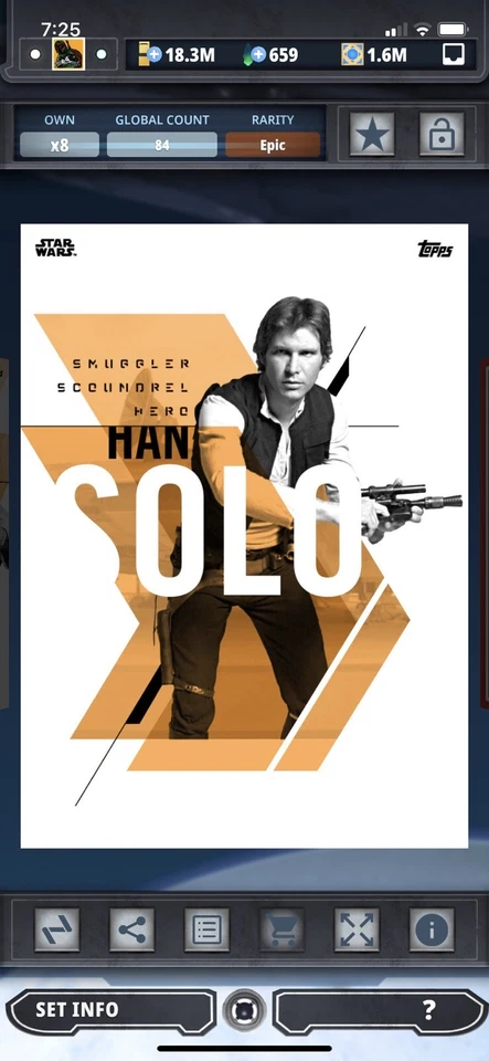 Topps Star Wars Digital Card Trader Orange Action Accents 1 Han Solo Insert - Image 1 of 1