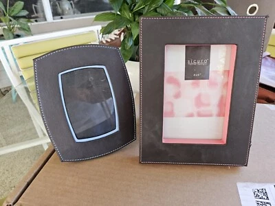 2 marcos de fotos de cuero Sicura Italian Designs 3,5 x 5 marrón azul/y rosa 4 x 6 Foto 1 de 4