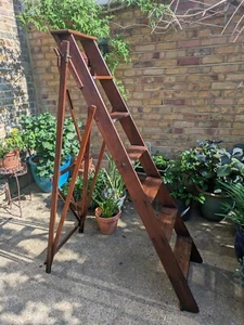 VINTAGE 6 TREAD SHAFTESBURY ECG LIBRARY STEPLADDER - SHELLAC SEALED/WAXED - Picture 1 of 8