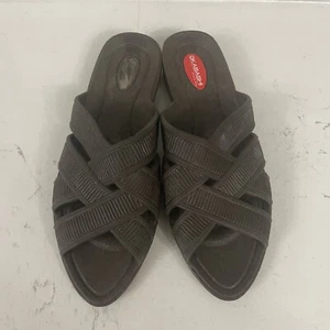 Womens Cross Strap Okabashi Sandals Open Toe Shoes Size L Brown - Picture 1 of 8