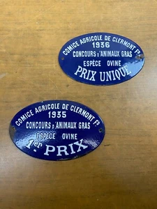 2 PLAQUES EMAILLEES ANCIENNE DE CONCOURS AGRICOLE CLERMONT FERRAND 1936 /1935 - Picture 1 of 11