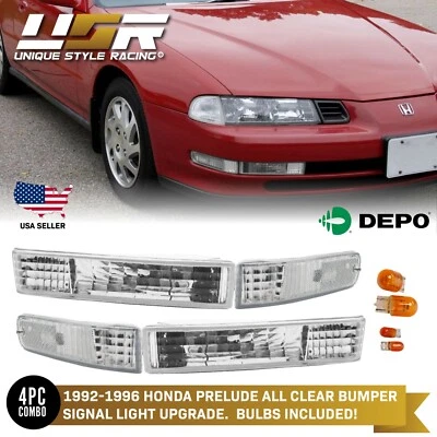 4PCS DEPO COMBO Set Clear Bumper Signal Lights Fit For 1992-1996 Honda Prelude - Image 1 of 4