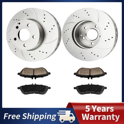 Pastilhas de rotor de freio dianteiras perfuradas para Mercedes-benz C300 C250 SLK250 2008 2009-2015 - Imagem 1 de 4