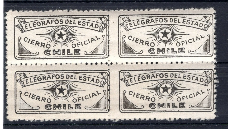CHILE ca1940 Telegraph seal block of 4 type IV - Image 1 of 1