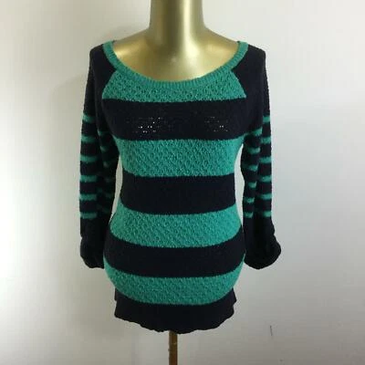 Suéter ANN TAYLOR LOFT Pullover Mangas 3/4 Azul Tejido a Rayas Para Mujer Talla XS Foto 1 de 4