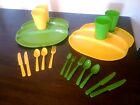 Vintage 20 Pc Lot Children's Dinnerware Play Set Toys Camping Dishes Plastic Usa