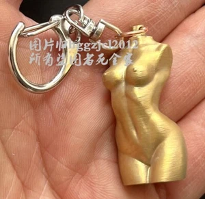 Brass Woman Body Pendant Girl Bust Bikini Charm Keyring Chain Art Decoration - Picture 1 of 6