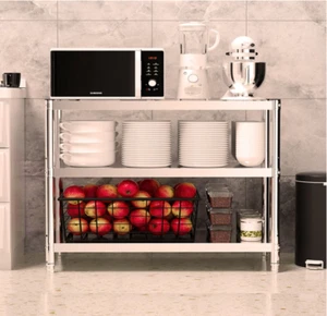 3 Tier Storage Rack Adjustable Stainless Steel Shelves for Kitchen. Free Ship - Picture 1 of 9