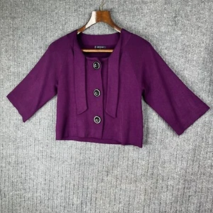 Anne Klein Pullover Damen klein lila Wolle Stretch vorne Knopf 3/4 Arm - Bild 1 von 16