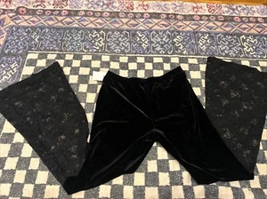 Pretty Damage Velvet Pant Lace Flare Bottom Large - Picture 1 of 3