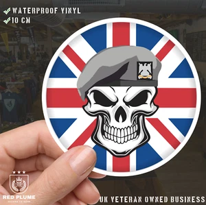 Royal Scots Dragoon Guards (RSDG) Skull with Beret UJ Vinyl Sticker - 10cm - Picture 1 of 4