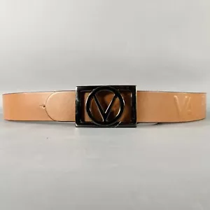 VALENTINO By Mario VALENTINO Größe 36 Brown Gunmetal Monogramm Ledergürtel - Bild 1 von 7