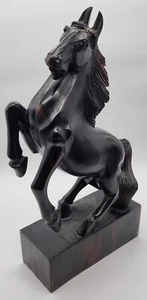 Antikes Pferd geschnitzt dunkles Holz sehr schwer groß Handarbeit wunderschön! - Bild 1 von 7