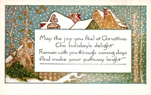 Vintage Postcard: Christmas Poem - Snowy Home - Unposted - Picture 1 of 2