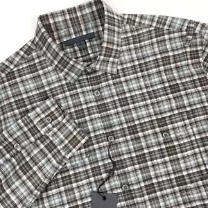 John Varvatos Collection Shirt Mens Medium Slim Fit Military Button Up Plaid NWT - Picture 1 of 13