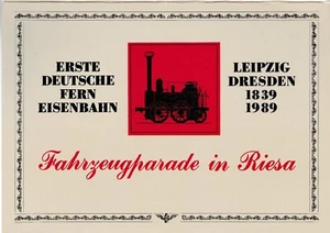 150 Jahre 1. Deutsche Ferneisenbahn, Foto-Mappe ’FAHRZEUGPARADE in RIESA‘ 1989 - Bild 1 von 21