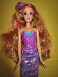 B499) ALTE PINK-BRÜNETTE MEERJUNGFRAU BARBIE MATTEL FESTER BODY+STOFFFLOSSE - Bild 1 von 12