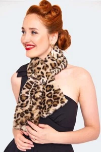 Leopard Kunstfell Retro Vintage Style Stola - Bild 1 von 3