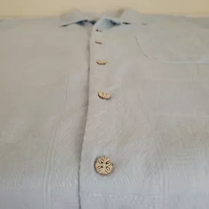Camisa Tommy Bahama Para Hombre XL Vertical Piña y Palmeras Árboles Bebé Azul Seda - Imagen 1 de 8