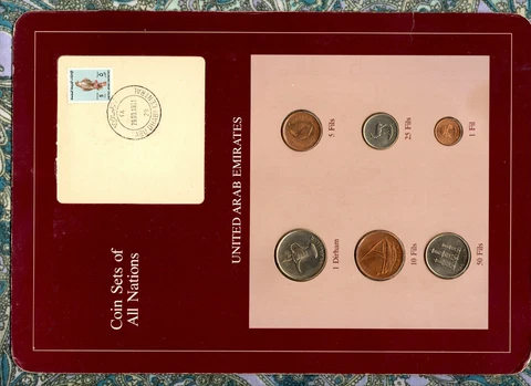 Coin Sets of All Nations UAE United Arab Emirates UNC 1973-1989 Falcon Stamp Cover