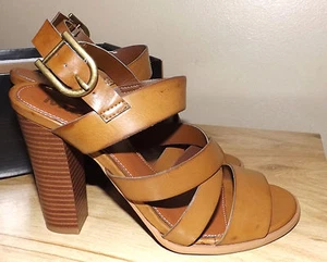 MIA TAYLOR WOMENS BEIGE TAN VEGAN STRAPY HIGH HEEL DRESSY SHOES SIZE 8.5M  - Picture 1 of 7