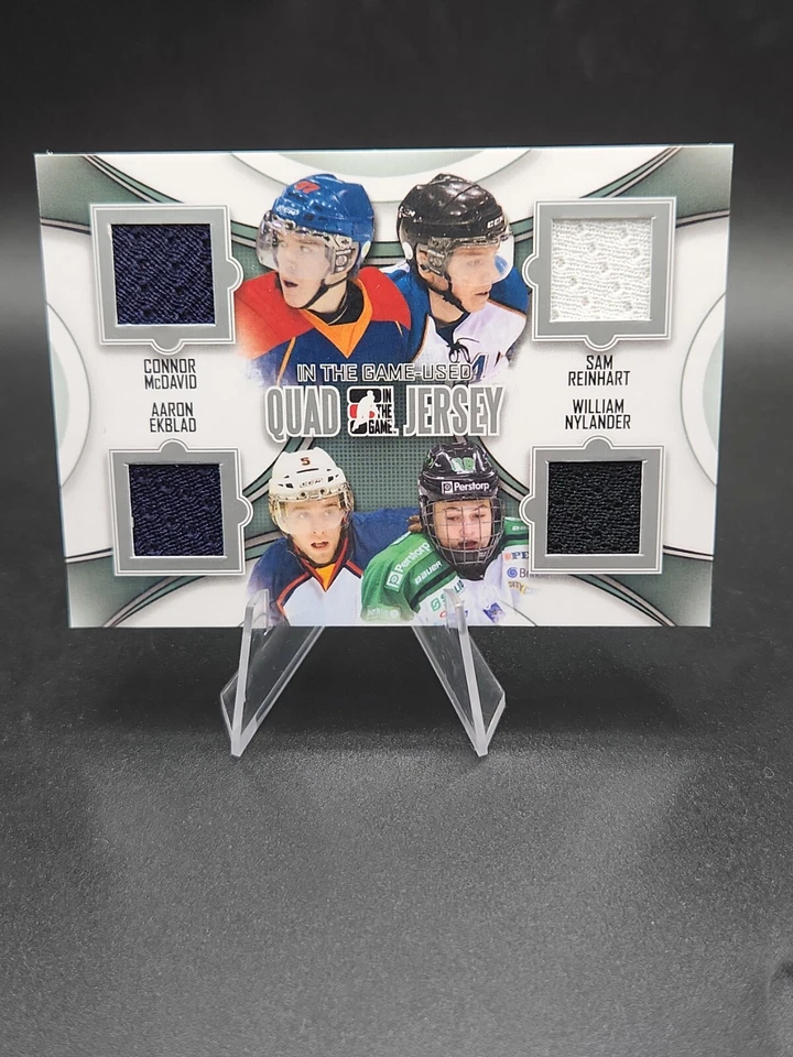 2014 No Jogo Usado Hóquei Versão Prata Quad Jersey Connor McDavid!!!! - Imagem 1 de 2