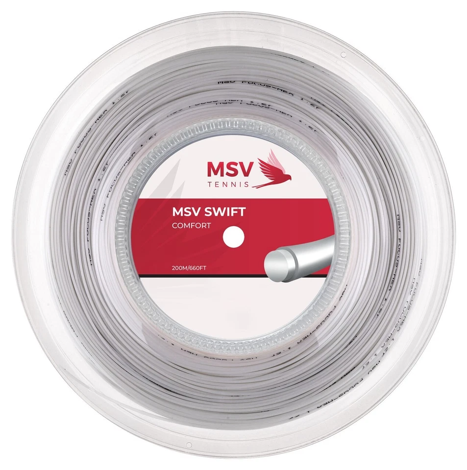 MSV SWIFT 16L 1.25mm Tennis String - White - 200m 660ft Reel - Comfort