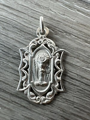 Medaille religieuse ancienne " Calice " - argent massif - Photo 1/2