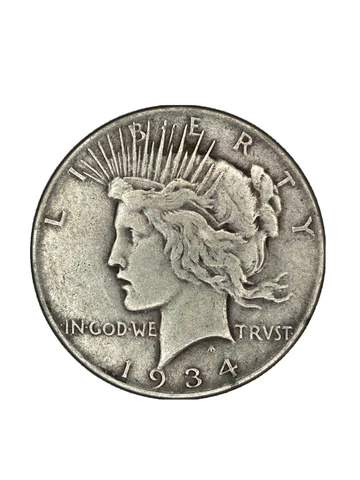 1934 Peace Dollar - Extra Fine (XF) Condition! Raw, Fractional Silver! Cover