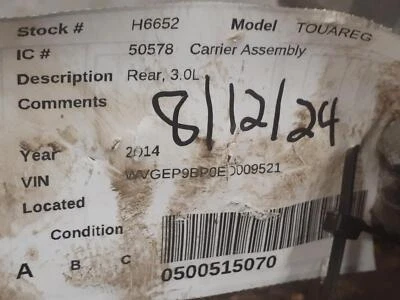 Used Differential Carrier Assembly fits: 2014 Volkswagen Touareg Rear 3.0L ID ME Foto 1 de 4