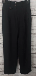 Bebe Pants Woman Size 6 Black Wool Academia Lined High Waist Vintage Pockets - Picture 1 of 12