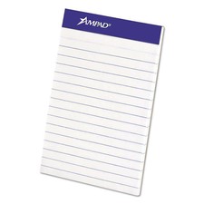 Ampad® Perforated Writing Pad, Narrow, 3 x 5, White, 50 Sheets, D 074319202080