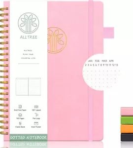  Spiral Dot Grid Notebook Journal Paper Notebook Hardcover Spiral Pink Dotted - Picture 1 of 2