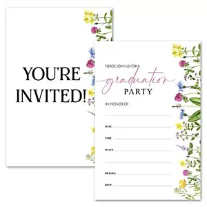 Graduation Party Invitations Floral Graduation Invitation Card 20 Graduation ... - Picture 1 of 5