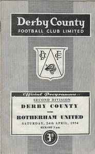 DERBY COUNTY GEGEN ROTHERHAM UNITED ~ 24. APRIL 1954 ~ FUSSBALLPROGRAMM - Bild 1 von 1