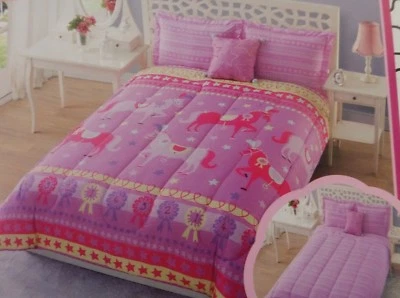 Juego de 3 edredón reversible doble carrera de caballos, farsa y almohada decorativa nuevo en paquete  Foto 1 de 4