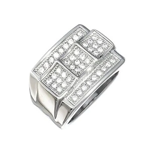 Stainless Steel 316 Pave Men's Square shape CZ SET Pinky Ring - Picture 1 of 13
