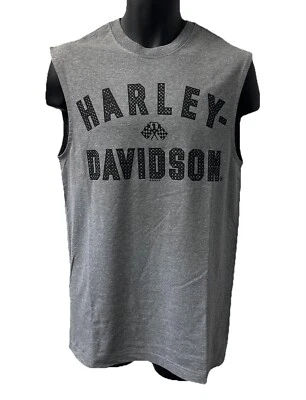 Harley Davidson Men's Checker Race Sleeveless Tank Top Gray 3002212-MDGH - Image 1 of 2