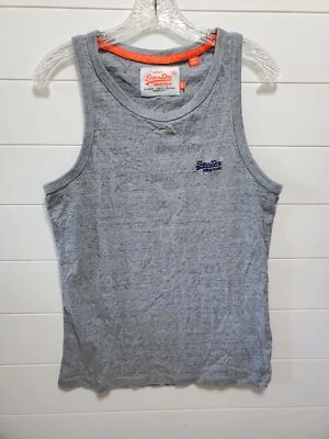 Vintage SUPER DRY mens size S made in India gray blue tank top orange stitching - Изображение 1 из 3