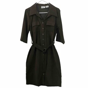 Vintage 90s Kathy Ireland 12 Belted Tie Waist Maxi Button Up Shirt Dress - Picture 1 of 7