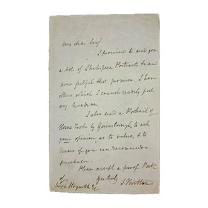 John Britton ALS to Joseph Hogarth re Gainsborough Horne Tooke Portrait c.1840s - Bild 1 von 3