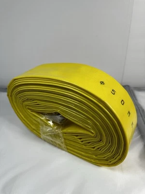 Manguera de descarga plana de PVC Gloxco 3" x 50' amarilla - con abrazaderas de manguera Foto 1 de 4