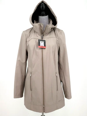 Andrew Marc Trench Coat Womens Medium Beige Full Zip Detachable Hood Jacket New - Image 1 of 4