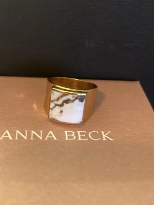 Anillo Anna Beck Blanco Búfalo Turquesa Talla 8 Foto 1 de 4