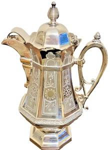 Antique 1874 Simpson Hall & Miller Silver Quadruple Plate Lidded Jug or Creamer - Foto 1 di 11