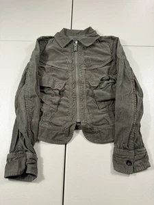 VTG Diesel Jacket Womens S Corduroy Crop Grunge Y2K Military Olive Zip Utility - Picture 1 of 9